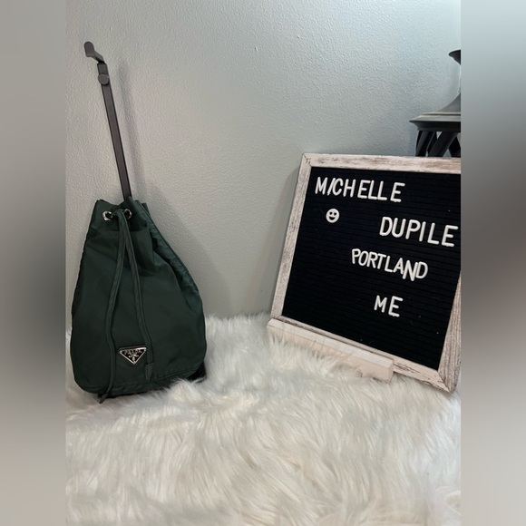 Prada NYLON DRAWSTRING BUCKET POUCH (green) - Picture 3 of 17